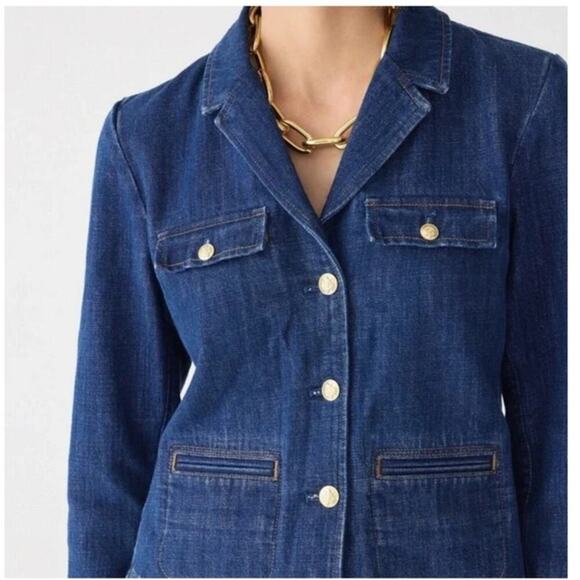 J. Crew Denim Blazer-Jacket in resin wash Size 00 NWT - Picture 9 of 11